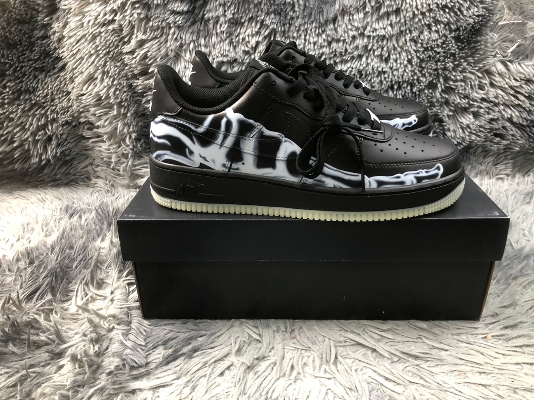 Nike Air Force 1 Custom 'Skeleton X-Ray' Black Edition